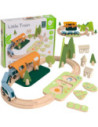 CLASSIC WORLD Zestaw Kolejka Tor Drewniany Pociąg + Sorter Kształtów 40 el.