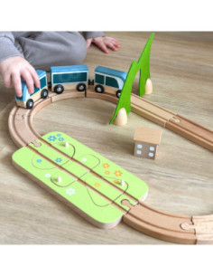 CLASSIC WORLD Zestaw Kolejka Tor Drewniany Pociąg + Sorter Kształtów 40 el. 2