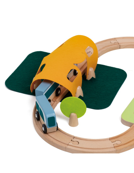 CLASSIC WORLD Zestaw Kolejka Tor Drewniany Pociąg + Sorter Kształtów 40 el.