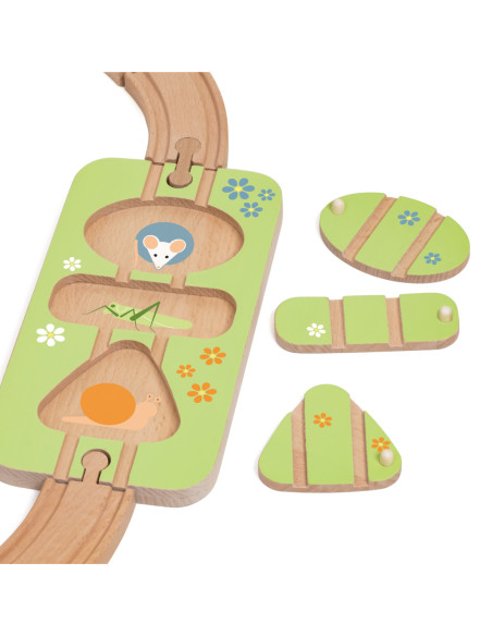 CLASSIC WORLD Zestaw Kolejka Tor Drewniany Pociąg + Sorter Kształtów 40 el.