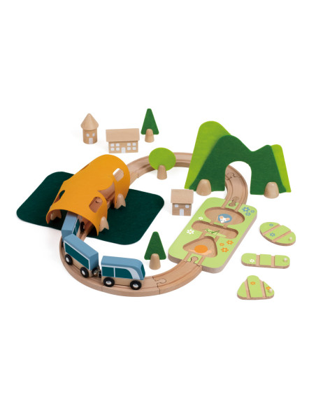 CLASSIC WORLD Zestaw Kolejka Tor Drewniany Pociąg + Sorter Kształtów 40 el.