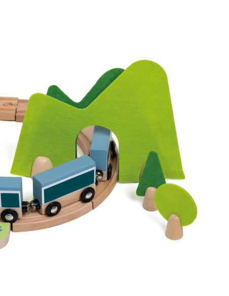 CLASSIC WORLD Zestaw Kolejka Tor Drewniany Pociąg + Sorter Kształtów 40 el.