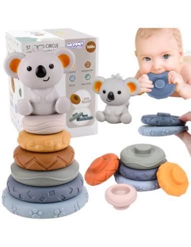 WOOPIE Zestaw Edukacyjna Piramdka Koala 2w1 Gryzak