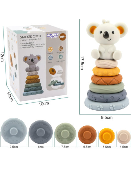 WOOPIE Zestaw Edukacyjna Piramdka Koala 2w1 Gryzak