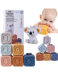 WOOPIE BABY Zestaw Edukacyjna Piramdka Klocki Sensoryczne 2w1 Gryzak Nauka Liczenia
