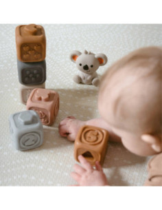 WOOPIE BABY Zestaw Edukacyjna Piramdka Klocki Sensoryczne 2w1 Gryzak Nauka Liczenia 2