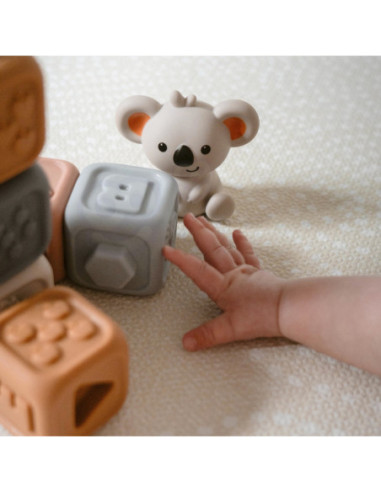 WOOPIE BABY Zestaw Edukacyjna Piramdka Klocki Sensoryczne 2w1 Gryzak Nauka Liczenia