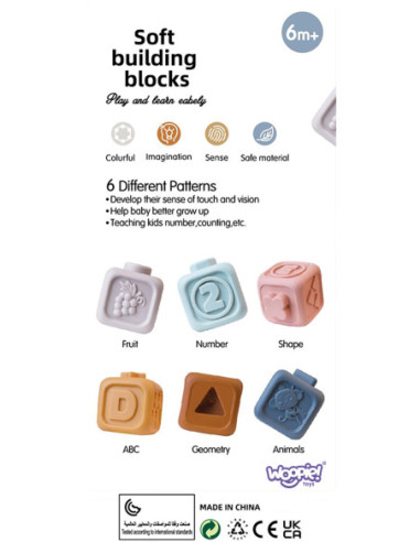 WOOPIE BABY Zestaw Edukacyjna Piramdka Klocki Sensoryczne 2w1 Gryzak Nauka Liczenia