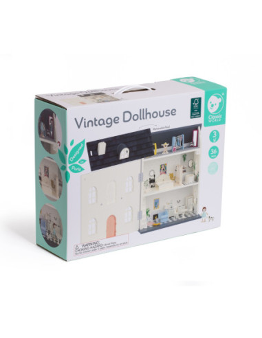 CLASSIC WORLD Drewniany Domek dla Lalek Vintage