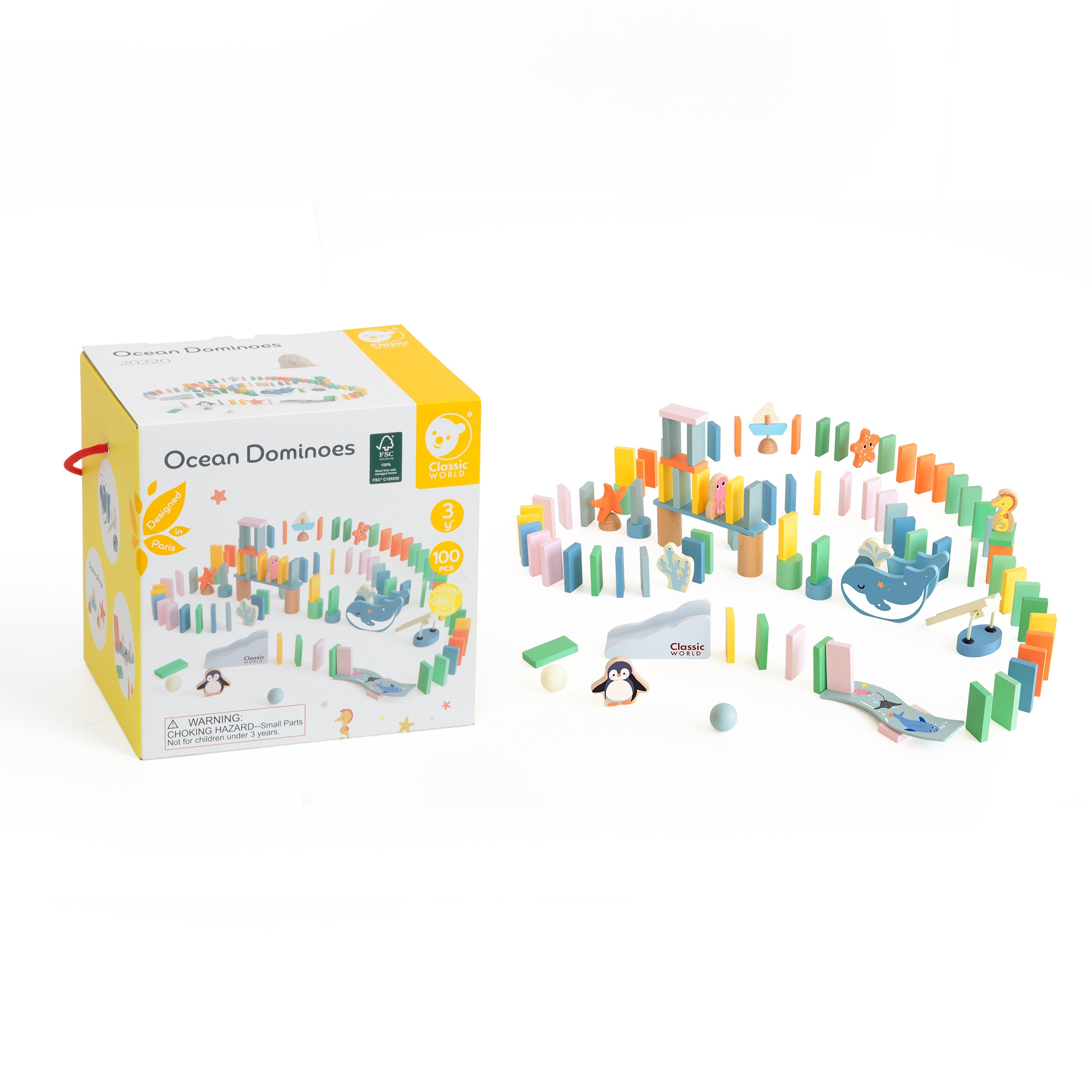 Drewniane domino tor logiczny przeszkód układanka montessori 100 el. - 17 z 19