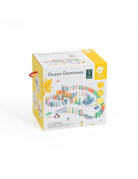 CLASSIC WORLD Drewniane Domino Tor Logiczny Przeszkód Układanka Montessori 100 el.
