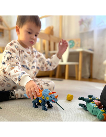 WOOPIE Zestaw Dinozaury do Skręcania 3 szt. Zestaw Konstrukcyjny w Pudełku + Wiertarka i Śrubokręt