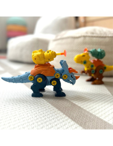 WOOPIE Zestaw Dinozaury do Skręcania 3 szt. Zestaw Konstrukcyjny w Pudełku + Wiertarka i Śrubokręt