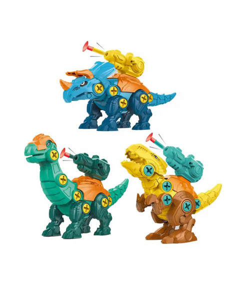 WOOPIE Zestaw Dinozaury do Skręcania 3 szt. Zestaw Konstrukcyjny w Pudełku + Wiertarka i Śrubokręt