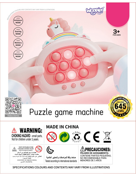 WOOPIE Gra POP IT Elektryczna Antystresowa Zręcznościowa Jednorożec