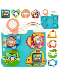 WOOPIE BABY Interaktywna Układanka Dopasuj Pojazdy i Zwierzątka Niebieska