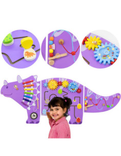 VIGA Drewniana Tablica Sensoryczna-Manipulacyjna EDU Triceratops
