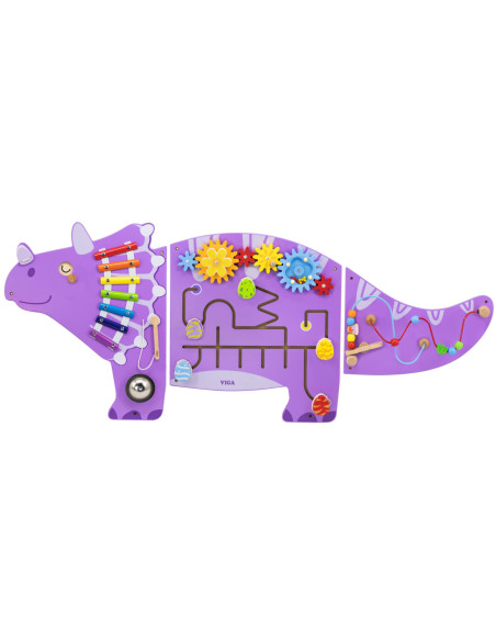 VIGA Drewniana Tablica Sensoryczna-Manipulacyjna EDU Triceratops