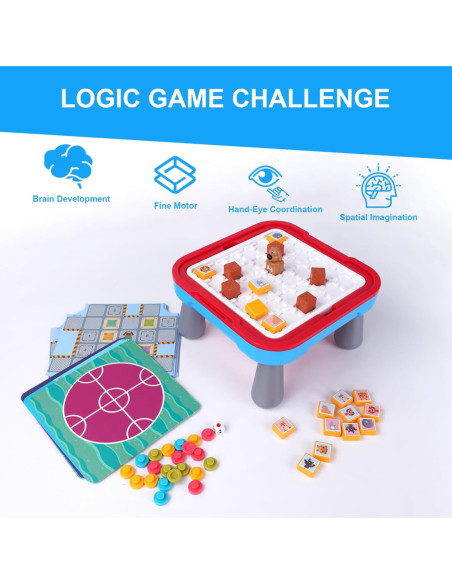 WOOPIE Stolik Gier Planszowych Logicznych 65 el. Zestaw 10w1