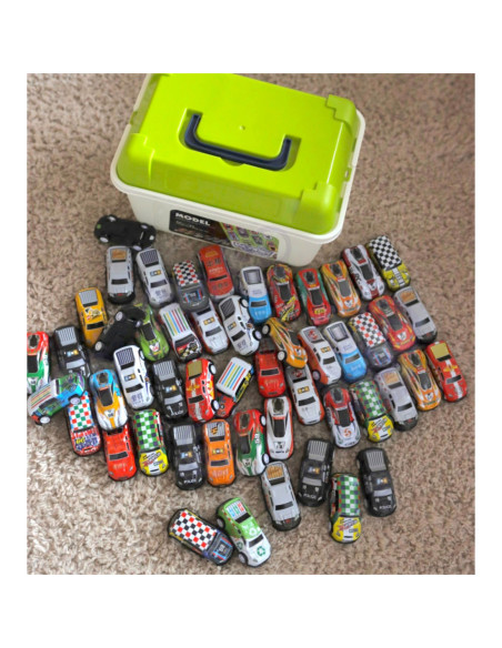 WOOPIE Zestaw Aut Wyścigowych  Autka w Pudełku 50 el. + Mapka