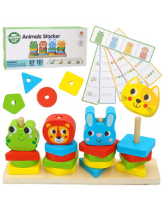 WOOPIE GREEN Układanka Montessori Zwierzątka na Stosie 27 el.