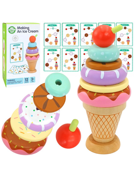 WOOPIE GREEN Lody Drewniane Układanka Cukiernik dla Dzieci 12 el.