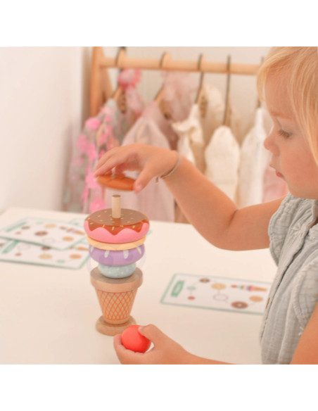 WOOPIE GREEN Lody Drewniane Układanka Cukiernik dla Dzieci 12 el.