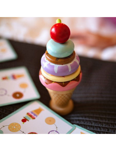 WOOPIE GREEN Lody Drewniane Układanka Cukiernik dla Dzieci 12 el.