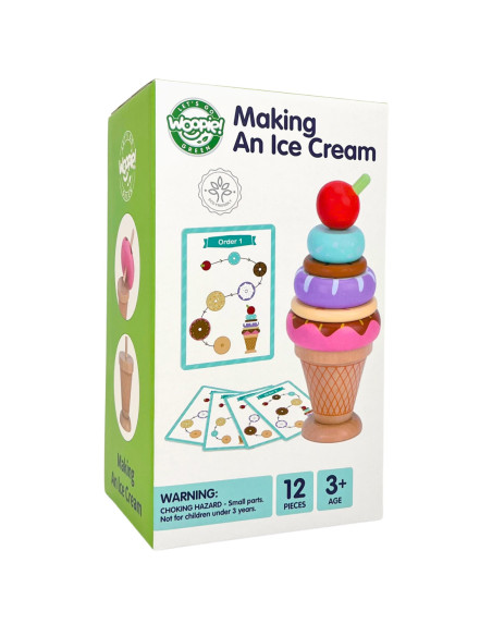 WOOPIE GREEN Lody Drewniane Układanka Cukiernik dla Dzieci 12 el.
