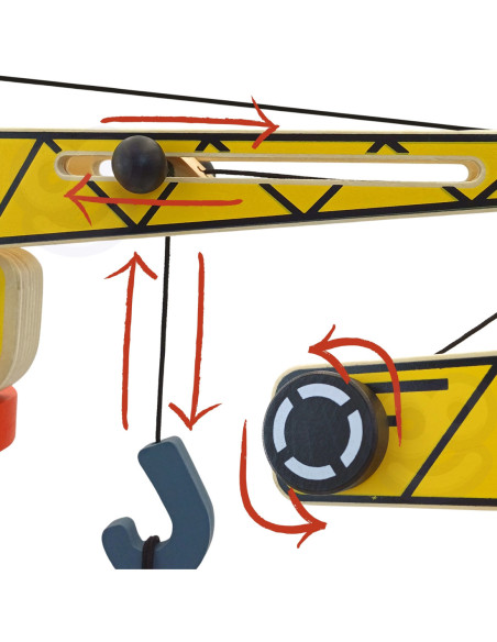 WOOPIE GREEN Drewniany Plac Budowy 5w1 Ruchomy Dźwig XXL Pojazdy Budowlane 13 el.