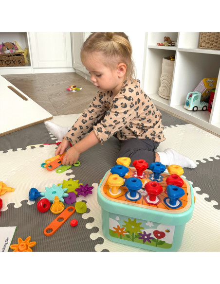 WOOPIE GREEN Układanka Montessori Kołki w Pudełku Stosy Nawlekanka