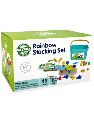 WOOPIE GREEN Układanka Montessori Kołki w Pudełku Stosy Nawlekanka