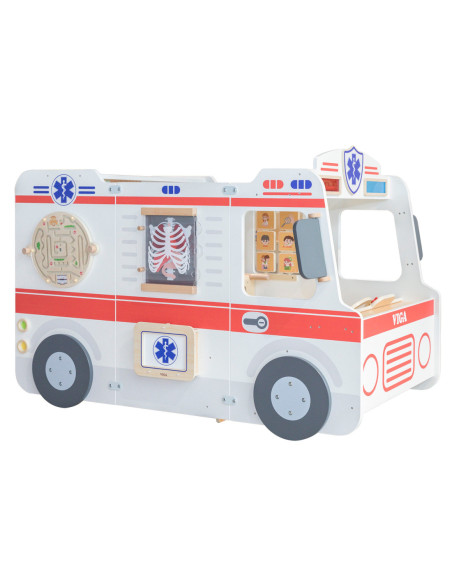 VIGA Duży Drewniany Ambulans Super Karetka Zestaw z Akcesoriami