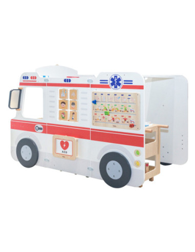 VIGA Duży Drewniany Ambulans Super Karetka Zestaw z Akcesoriami