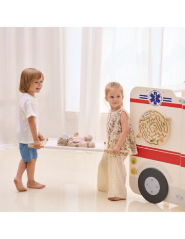 VIGA Duży Drewniany Ambulans Super Karetka Zestaw z Akcesoriami