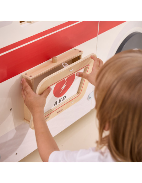 VIGA Duży Drewniany Ambulans Super Karetka Zestaw z Akcesoriami