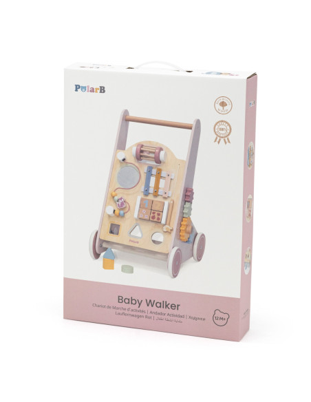 VIGA PolarB Drewniany Pchacz Chodzik Różowy Edukacyjny