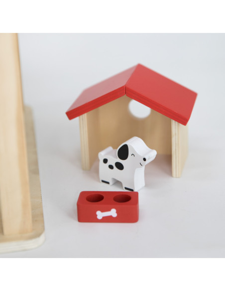 VIGA Zestaw Drewniany Domek dla Lalek z Laleczkami i Akcesoriami