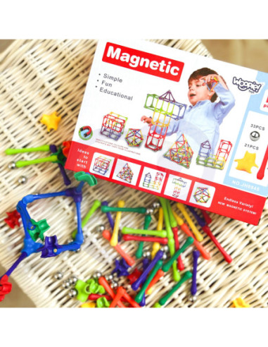 WOOPIE Klocki Magnetyczne Konstrukcyjne Układanka 110 el._4SZT