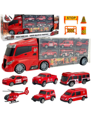 WOOPIE Zestaw Ciężarówka Transporter 3w1 Czerwony 11 el.