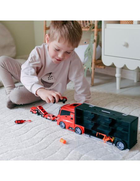 WOOPIE Zestaw Ciężarówka Transporter 3w1 Czerwony 11 el.