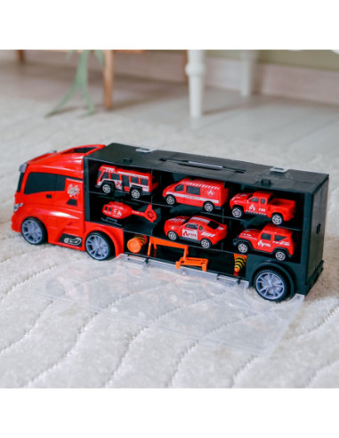 WOOPIE Zestaw Ciężarówka Transporter 3w1 Czerwony 11 el.