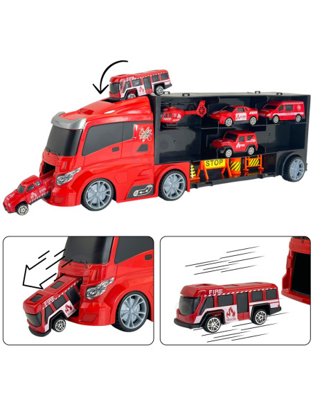 WOOPIE Zestaw Ciężarówka Transporter 3w1 Czerwony 11 el.