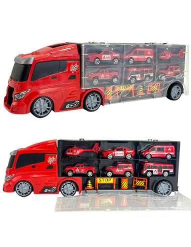 WOOPIE Zestaw Ciężarówka Transporter 3w1 Czerwony 11 el.