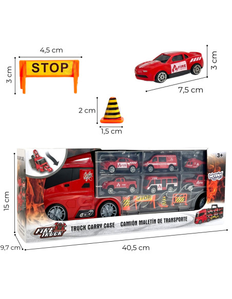 WOOPIE Zestaw Ciężarówka Transporter 3w1 Czerwony 11 el.