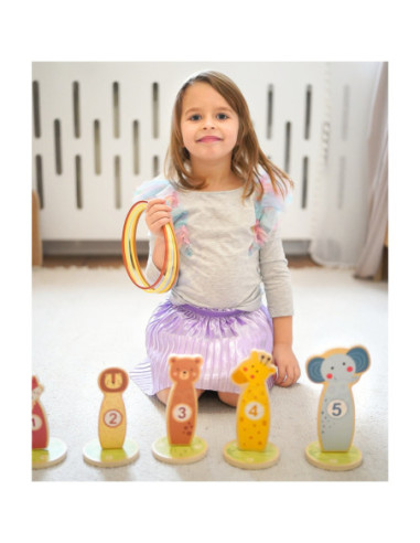 TOOKY TOY Rzut do Celu Drewniana Gra Zręcznościowa Obręcze 15 el.