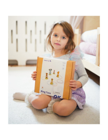 TOOKY TOY Rzut do Celu Drewniana Gra Zręcznościowa Obręcze 15 el.