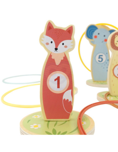 TOOKY TOY Rzut do Celu Drewniana Gra Zręcznościowa Obręcze 15 el.