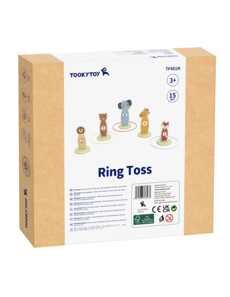TOOKY TOY Rzut do Celu Drewniana Gra Zręcznościowa Obręcze 15 el.
