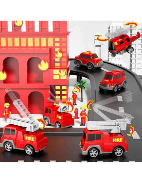Duży Zestaw Straży Pożarnej Ciężarówka + 4 Auta Woopie